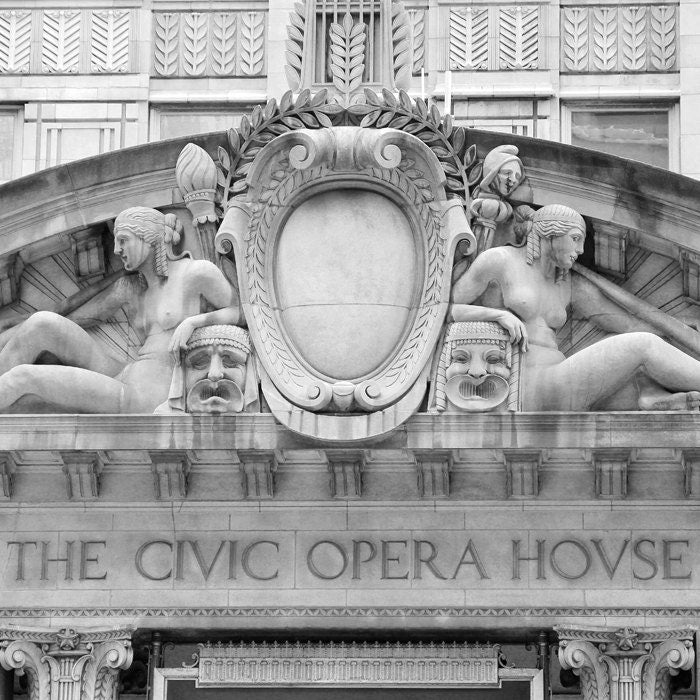 Chicago picture, wall art decor, Civic Opera House photo print, black and white photography, large paper or canvas, 5x7 8x10 11x14 to 24x36"